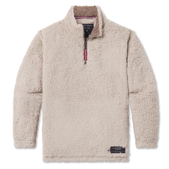Southern Marsh size large Appalachian Pile Sherpa Pullover oatmeal & light brown - Picture 2 of 14